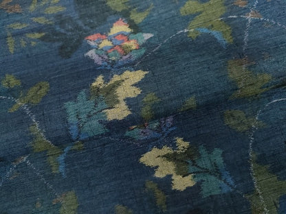 平和屋着物●小千谷紬　更紗花唐草文　証紙付き　正絹　逸品　AABG7957cs