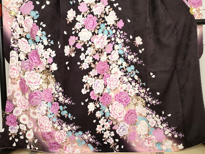 平和屋着物●豪華振袖　刺繍　枝花文　暈し染め　ラインストーン　金銀彩　金糸　正絹　逸品　AABG7958cs