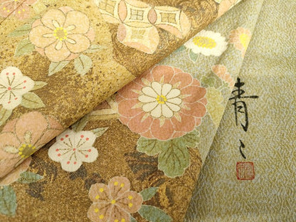 平和屋着物●京友禅の第一人者　松井青々　訪問着　吉祥松竹梅文　金彩　正絹　逸品　AABG7956cs