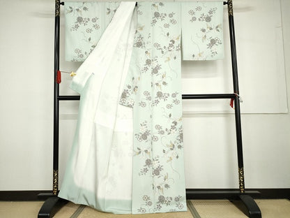 平和屋着物●上質な小紋　花唐草文　金彩　正絹　逸品　AABG7954cs