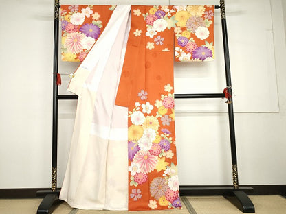 平和屋着物●大島優子　訪問着　刺繍　舞花文　金彩　金銀糸　正絹　逸品　AABG7950cs