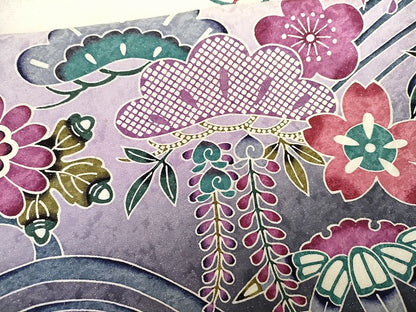 平和屋着物●訪問着　紅型　松竹梅　風景文　暈し染め　銀通し地　正絹　逸品　AABG7951cs