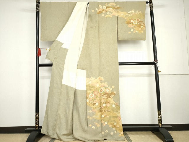 平和屋着物●京友禅の第一人者　松井青々　訪問着　吉祥松竹梅文　金彩　正絹　逸品　AABG7956cs