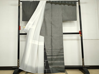 平和屋着物●本場大島紬　染大島　訪問着　風景文　正絹　逸品　AABG7955cs
