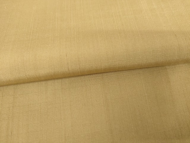 平和屋着物●結城紬　色無地　丁子色　証紙付き　ロング丈　正絹　逸品　未使用　AABG7948cs