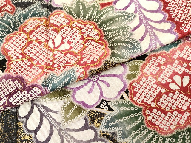 平和屋着物●訪問着　駒刺繍　草花文　金彩　正絹　逸品　AABG7949cs