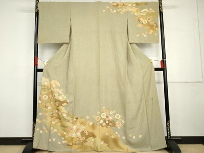 平和屋着物●京友禅の第一人者　松井青々　訪問着　吉祥松竹梅文　金彩　正絹　逸品　AABG7956cs