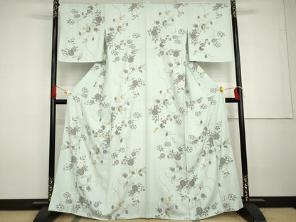 平和屋着物●上質な小紋　花唐草文　金彩　正絹　逸品　AABG7954cs