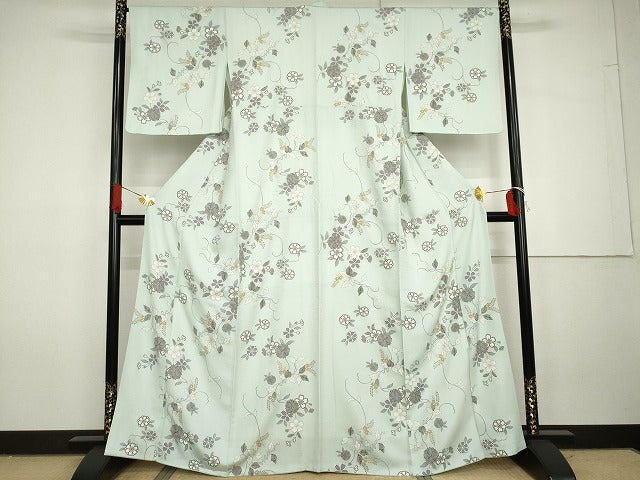 平和屋着物●上質な小紋　花唐草文　金彩　正絹　逸品　AABG7954cs