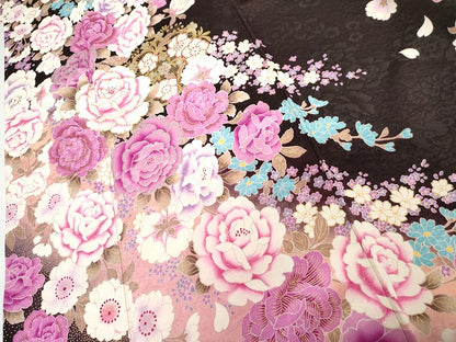 平和屋着物●豪華振袖　刺繍　枝花文　暈し染め　ラインストーン　金銀彩　金糸　正絹　逸品　AABG7958cs