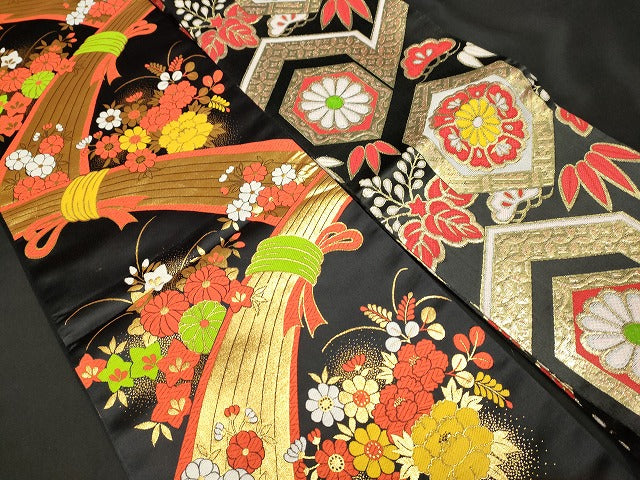 平和屋本店■子供帯 まとめて 35点 鳳凰 向い鶴 向い蝶 花柄 七宝 楽器 寿字 アンティーク 金銀糸 など 着用可能多数 未使用品あり ppp3511