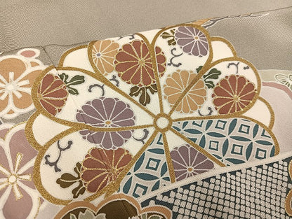 平和屋着物●豪華色留袖　友禅　駒刺繍　草花宝尽くし　金彩　正絹　逸品　未使用　AABG8491ph
