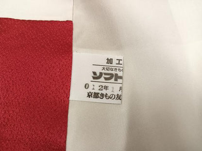 平和屋着物●豪華振袖・長襦袢(無双仕立て)セット　紅型　流水風景草花文　半衿刺繍　正絹　逸品　AABG8525ph
