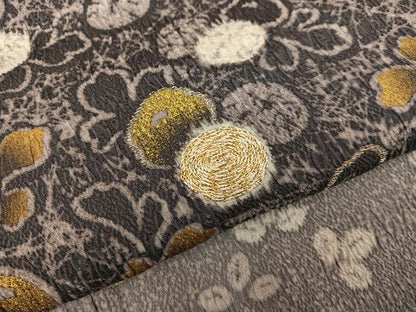 平和屋着物●訪問着　作家物　絞り　刺繍　浜松草花文　金彩　正絹　逸品　AABG8530ph