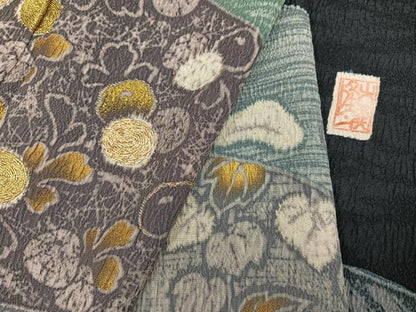 平和屋着物●訪問着　作家物　絞り　刺繍　浜松草花文　金彩　正絹　逸品　AABG8530ph