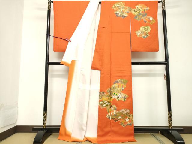 平和屋着物■訪問着 駒刺繍 地紙花文 金銀彩 正絹 逸品 DABD2677cd