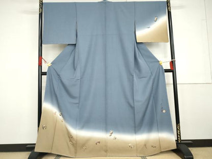平和屋着物●京都印象派 友禅作家　橋本恵　訪問着　紬地　玩具文　暈し染め　金彩　正絹　逸品　AABG7984cs