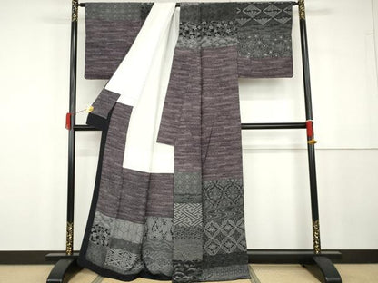 平和屋着物●名古屋友禅　赤塚順一　訪問着　吉祥双鶴横段花文　正絹　逸品　AABG8018cs