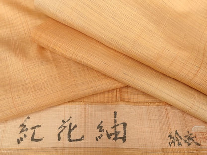 平和屋着物●紅花紬　米沢　絵衣　栄子　霞間道　反端付き　正絹　逸品　未使用　AABG7978cs