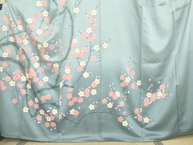 平和屋着物●京都の和装業の老舗一門　千切屋治兵衛　訪問着　手描き　梅　暈し染め　正絹　逸品　AABG7977cs