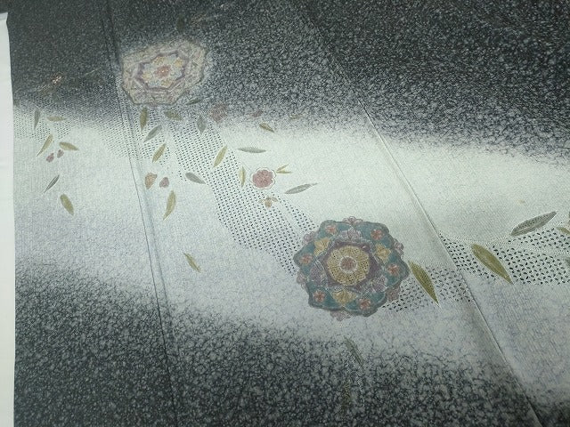 平和屋着物●訪問着 中国三大刺繍 汕頭刺繍 スワトウ刺繍 相良刺繍 天目暈し 正倉院花文 金銀糸 さが美扱い 正絹 逸品 AABG7975cs