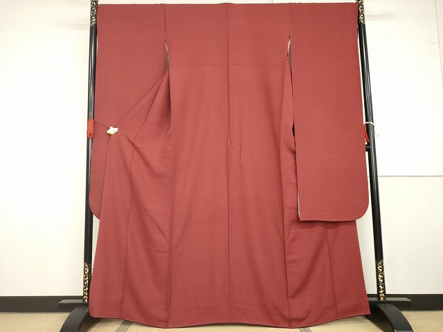 平和屋着物●豪華振袖　色無地　真紅色　正絹　逸品　AABG7979cs
