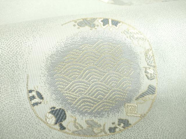 平和屋着物●九寸名古屋帯　唐織　十二支　干支　宝尽くし　金糸　正絹　逸品　未使用　DABD1182ps