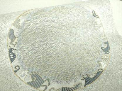 平和屋着物●九寸名古屋帯　唐織　十二支　干支　宝尽くし　金糸　正絹　逸品　未使用　DABD1182ps
