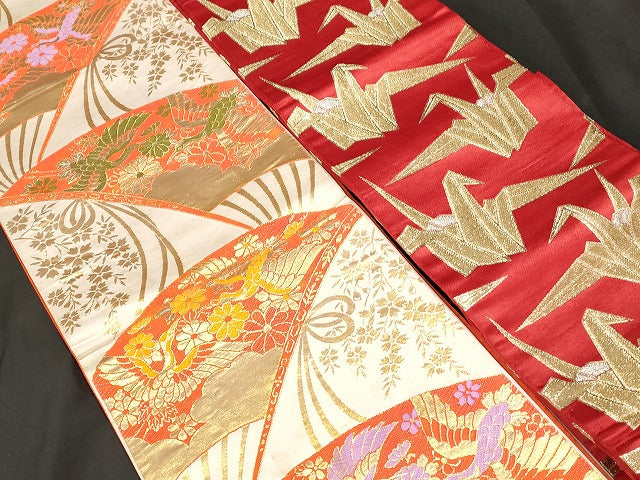 平和屋本店■子供帯 まとめて 35点 鳳凰 向かい鶴 孔雀羽 蝶 折り鶴 アンティーク 金銀糸 など 着用可能多数 未使用品あり ppp3515