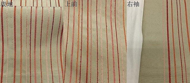 平和屋着物∞道中着　単衣　間道　ロング丈　正絹　逸品　CABD4720ua