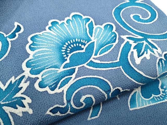 平和屋着物●九寸開き名古屋帯　作家物　更紗花唐草文　鬼しぼ縮緬　正絹　逸品　CABE0359hy