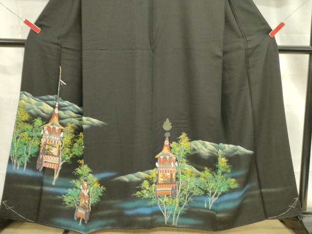 平和屋着物■豪華黒留袖 風景文 暈し染め 金彩 正絹 逸品 未使用 DABD0673op