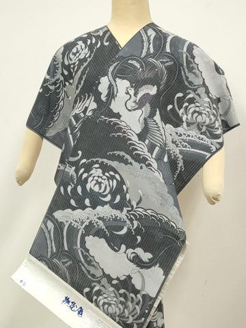 平和屋着物＊極上 撫松庵 夏物 長襦袢 反物 着尺 爽竹 乱菊 孔雀立波文 逸品 未使用 DZAA11769kh6