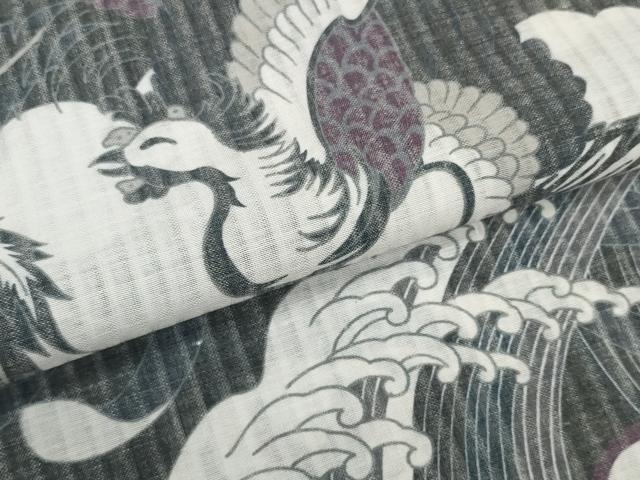 平和屋着物＊極上 撫松庵 夏物 長襦袢 反物 着尺 爽竹 乱菊 孔雀立波文 逸品 未使用 DZAA11769kh6