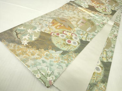 平和屋着物▼六通柄袋帯　名月院菊花文　金銀糸　正絹　逸品　DABC3482az