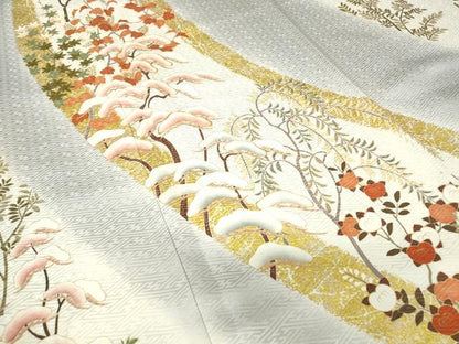 平和屋着物●銀座きしや　訪問着　駒刺繍　吉祥花文　暈し染め　金彩　正絹　逸品　未使用　DABC3533az