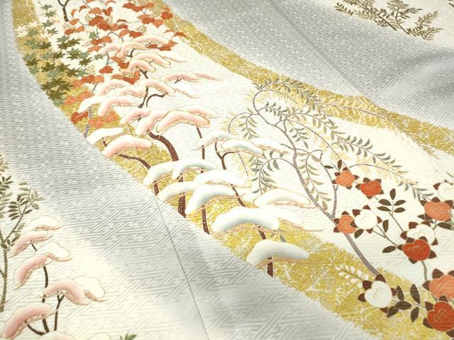 平和屋着物●銀座きしや　訪問着　駒刺繍　吉祥花文　暈し染め　金彩　正絹　逸品　未使用　DABC3533az