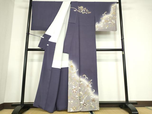 平和屋着物●訪問着　更紗花文　暈し染め　金彩　正絹　逸品　未使用　DABC3532az