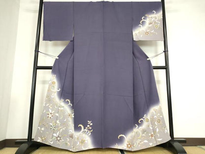 平和屋着物●訪問着　更紗花文　暈し染め　金彩　正絹　逸品　未使用　DABC3532az