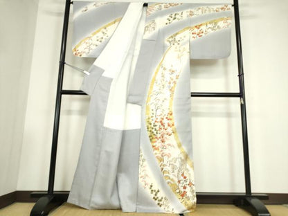 平和屋着物●銀座きしや　訪問着　駒刺繍　吉祥花文　暈し染め　金彩　正絹　逸品　未使用　DABC3533az