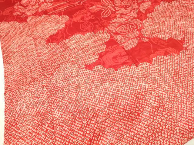 平和屋着物●振袖用長襦袢　袷　絞り　半襟刺繍　舞鶴花文　正絹　逸品　DABC3562az