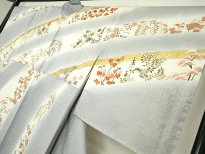 平和屋着物●銀座きしや　訪問着　駒刺繍　吉祥花文　暈し染め　金彩　正絹　逸品　未使用　DABC3533az