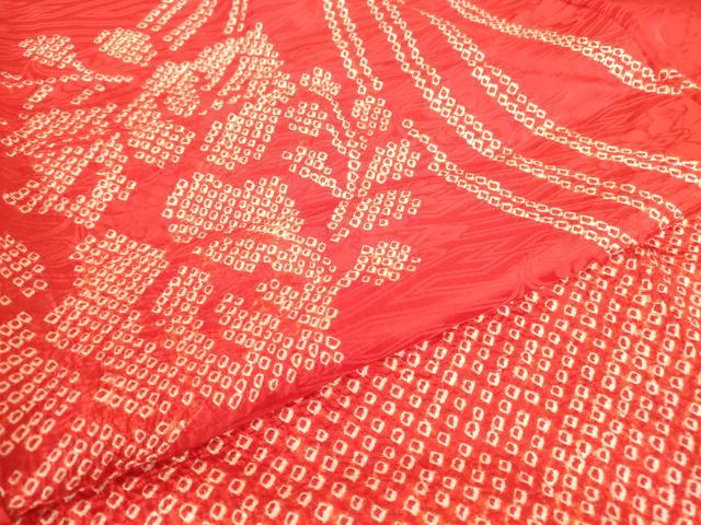 平和屋着物●振袖用長襦袢　袷　絞り　吉祥花丸文　正絹　逸品　DABC3563az