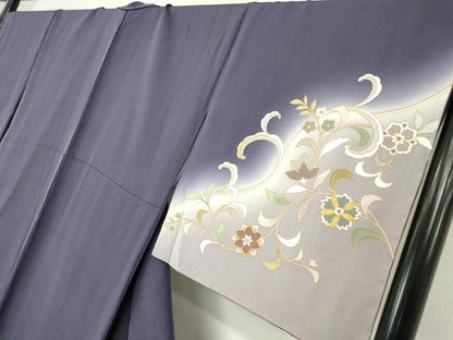 平和屋着物●訪問着　更紗花文　暈し染め　金彩　正絹　逸品　未使用　DABC3532az