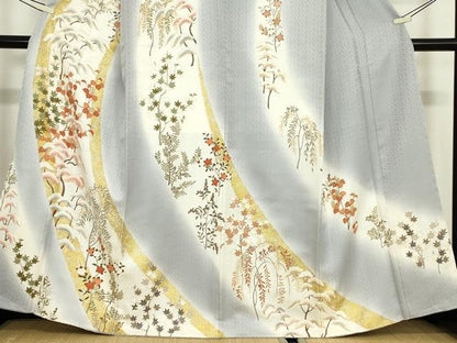 平和屋着物●銀座きしや　訪問着　駒刺繍　吉祥花文　暈し染め　金彩　正絹　逸品　未使用　DABC3533az