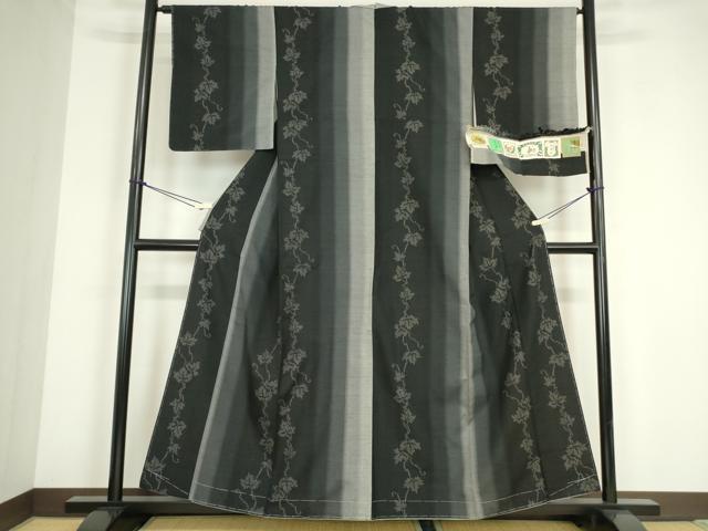 平和屋着物●真綿結城紬　手織　おく玉　唐草間道　証紙付き　80亀甲　正絹　逸品　未使用　DABC3592az