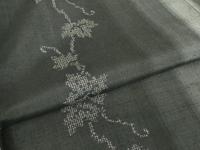 平和屋着物●真綿結城紬　手織　おく玉　唐草間道　証紙付き　80亀甲　正絹　逸品　未使用　DABC3592az