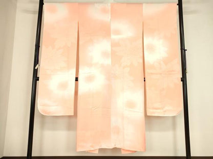平和屋着物●振袖用長襦袢　無双仕立て　舞花文　暈し染め　正絹　逸品　DABC3564az