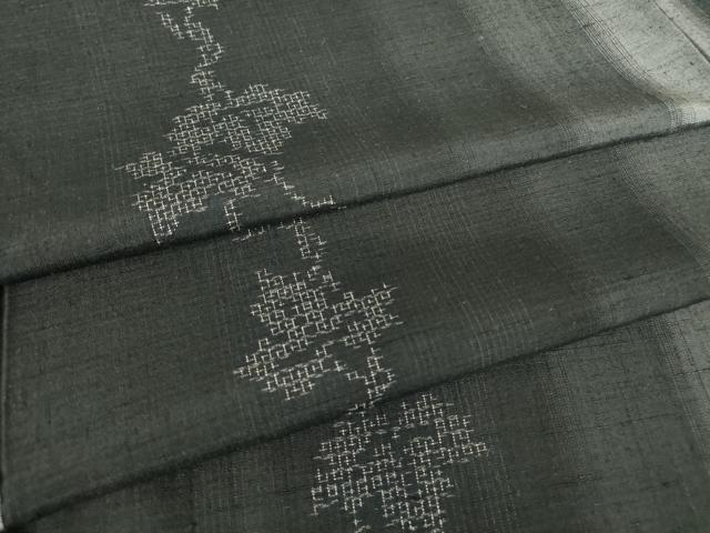 平和屋着物●真綿結城紬　手織　おく玉　唐草間道　証紙付き　80亀甲　正絹　逸品　未使用　DABC3592az