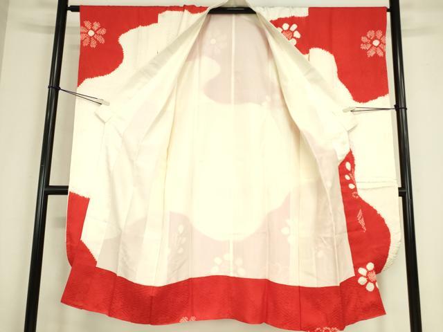 平和屋着物●振袖用長襦袢　袷　絞り　桐菊文　正絹　逸品　DABC3569az